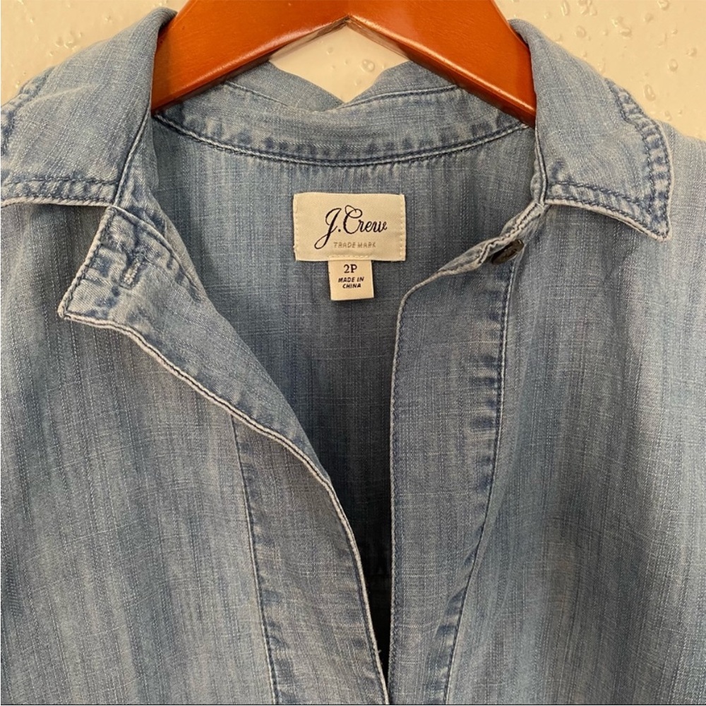 J Crew denim top. Like new. Very cute and flattering! - Picture 2 of 6